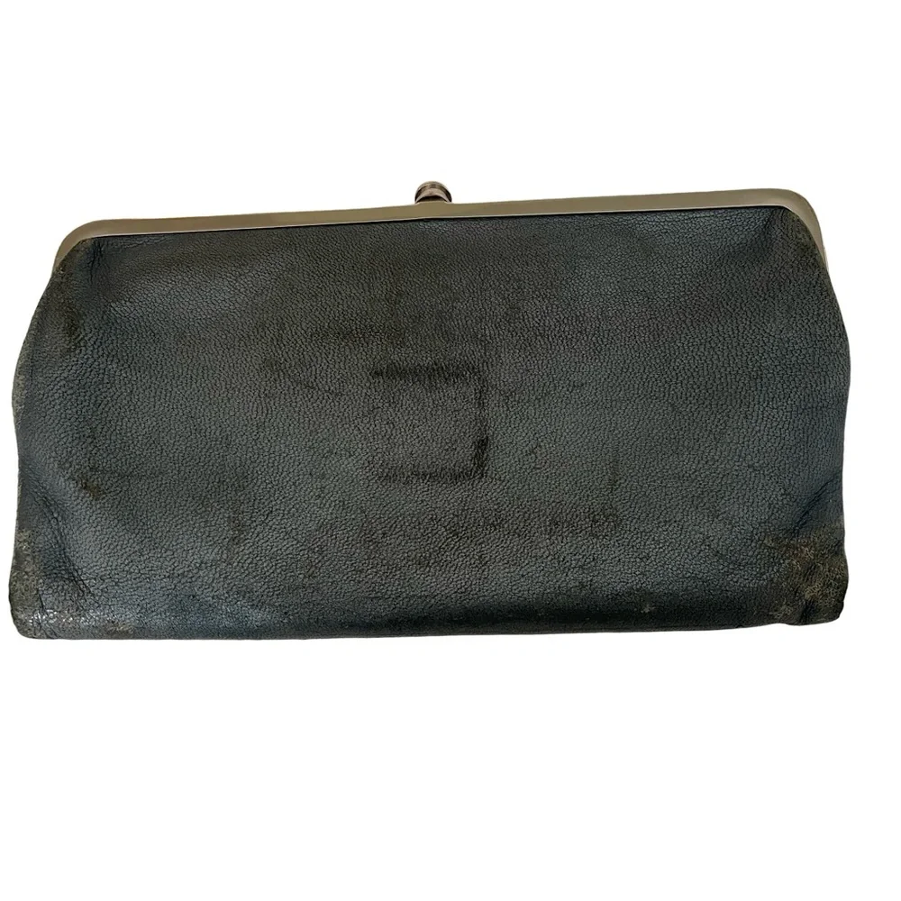 HOBO Grey Blue Leather Wallet Clutch.